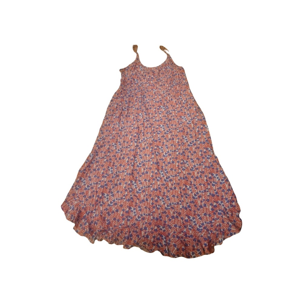 J. Crew Womens Red Blue Floral Print‎ Sleeveless Maxi Dress Size 8 Summer Flowy